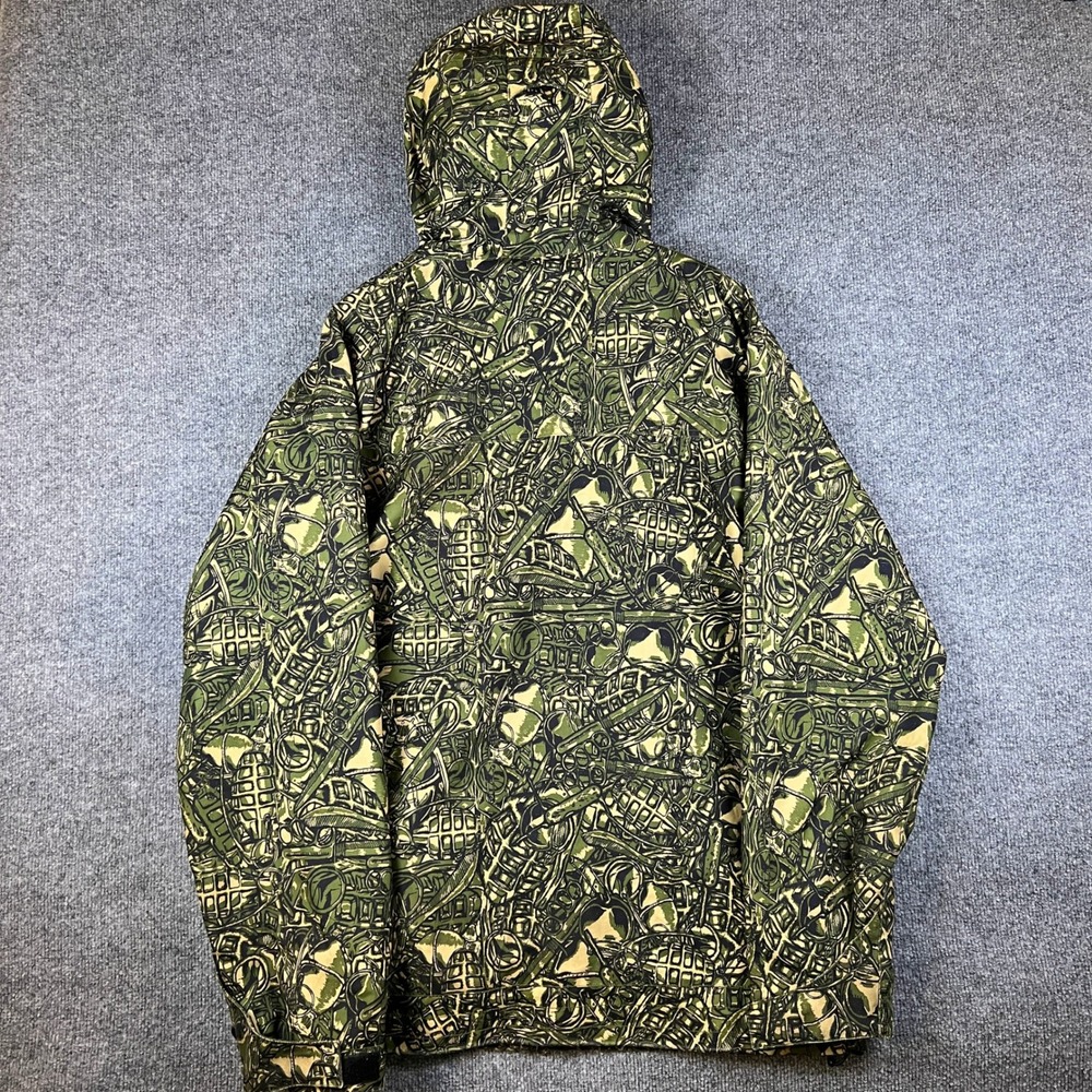 Grenade Snowboard Jacket Mens L Green Full Zip Ski Parka Guns Knives AOP Y2K - Picture 2 of 16